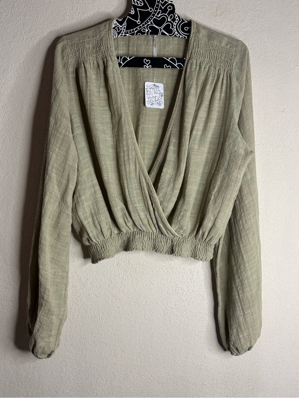 Free People Cherry Blossom Wrap Top green size Extra Small NWT